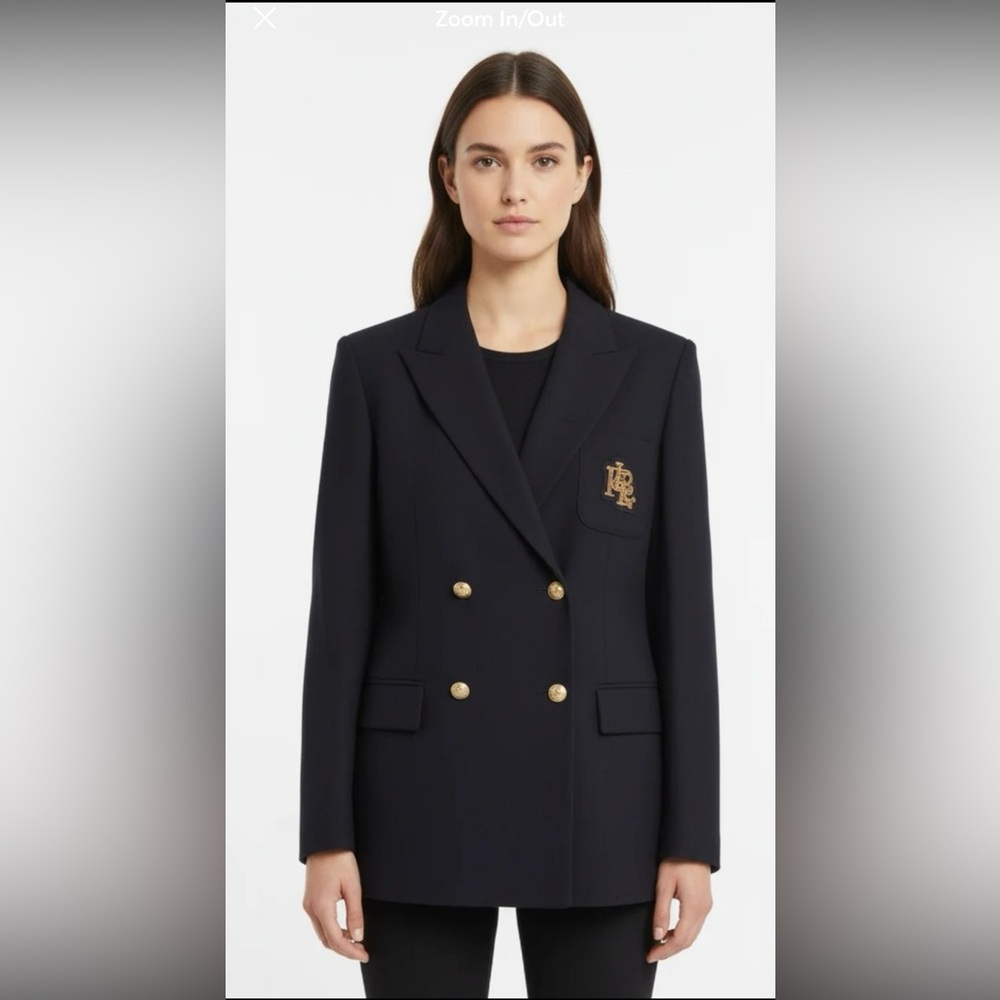 LRL Ralph Lauren vintage wool black blazer jacket size 12